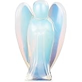 Artistone Guardian Angel Healing Crystal Figurine 2 Inch Carved Opalite Gemstone Pocket Angel Statue Healing Stone for Home Decoration Living Room Bedroom