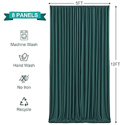 8 Panels Hunter Green Backdrop Curtains for Wedding