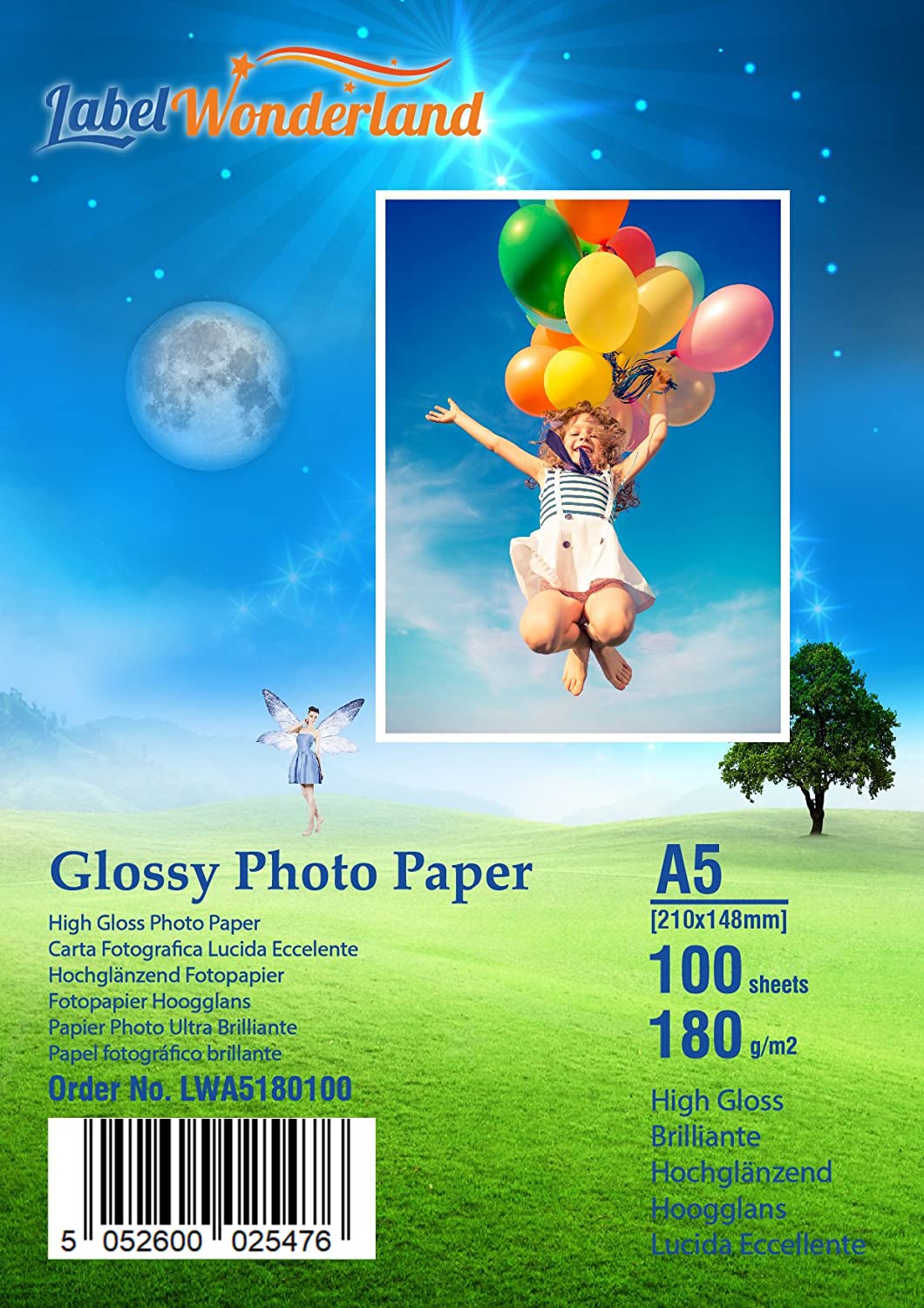 100 Sheets 180 GSM Best A5 Glossy Photo Paper, A5 Photograph Paper (210 mm x 148 mm) for Inkjet Printers Labelwonderland (A5-100 Sheets)