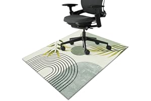 FUOXOWK Office Chair Mat for Hardwood & Tile Floor 36"x48",Green Boho Cute Aesthetic Abstract Tropical Leaves Computer Rolling Chair Mat Carpet Under Desk Non Slip Gaming Rug Low-Pile Large Protector Mat