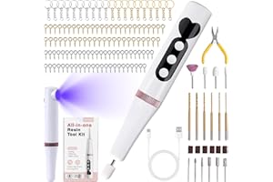 Resin Polishing Kit, Winartton Cordless Rotary Tool Kit for Resin Molding, Manicure, Wooden DIY Crafts, Electric Resin Drill with UV Light, 5-Speed Adjustable, 138 PCS Jewelry Making Kit