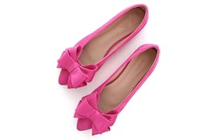 SAILING LU Bowknot Ballet Flats Womens Pointy Toe Flat Shoes Suede Dress Shoes Wear to Work Slip On Moccasins