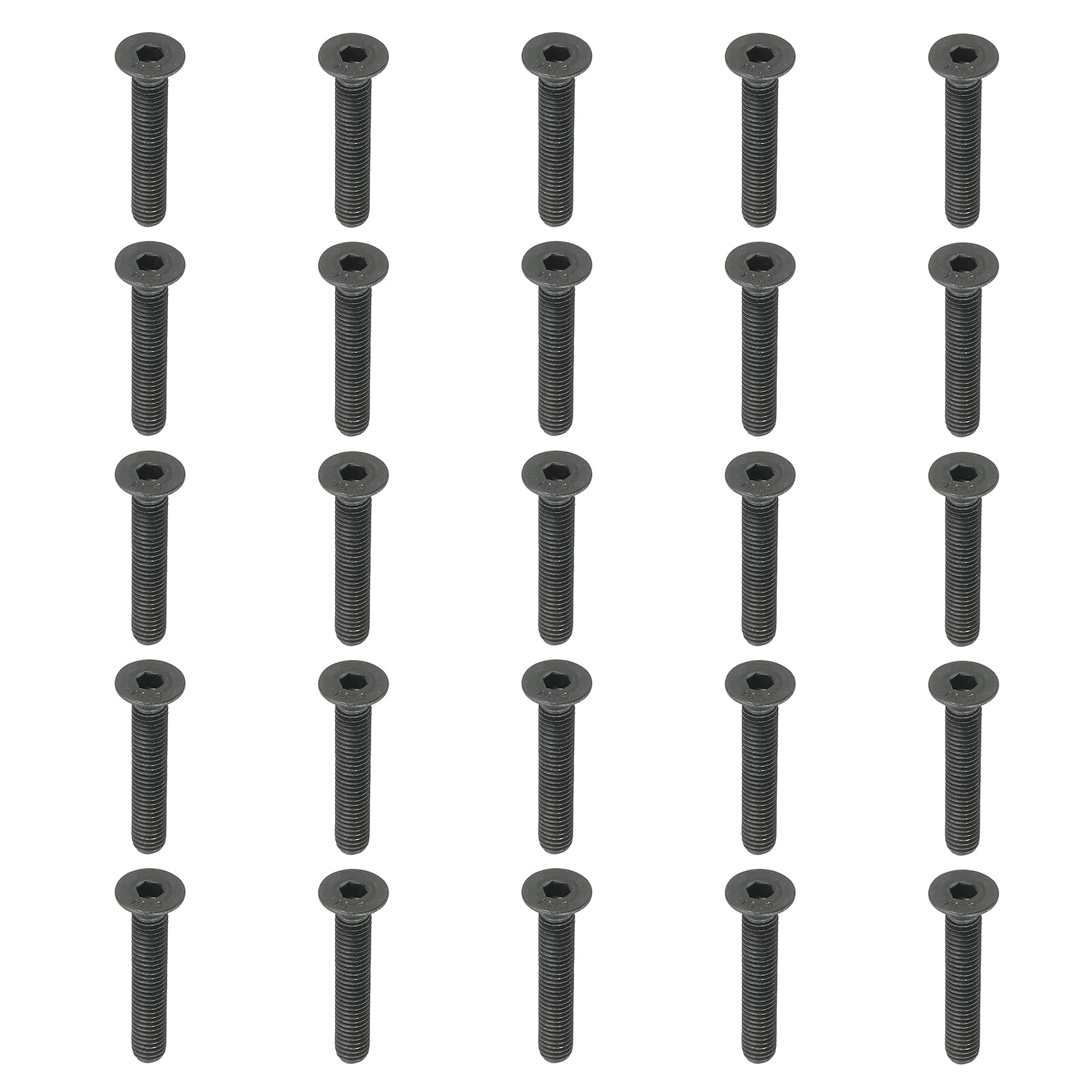 PATIKIL M5 x 30 mm Flat Head Socket Cap Screws, 20 Pack Flat Countersunk Bolts Medium Carbon Steel Hex Socket Drive Machine Screws Full Thread Black Oxide Grade 10.9