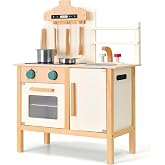 PairPear Wooden Toddler Kitchen Playset, Modern Designed Kids Kitchen Set with Stove, Sink and Play Kitchen Accessories, Pretend Play Toys Gift for Girls &amp; Boys 3+