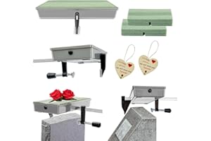 ALL SPECIAL Never Blown Away! Grave Saddle Holder, Reusable Tombstone Flower Frame for 3 to 8 Inches Wide Headstones, Gray, 2-Pack Cemetery Decor Saddles to Honor Loved Ones for Christmas, Memorial Day (Patented)