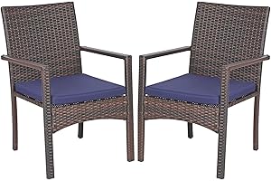 Sophia & William Patio Chairs Set of 2, 2 Pcs Lightweight Rattan Outdoor Dining Chairs, All-Weather Wicker Dining Chairs with Comfortable Seating