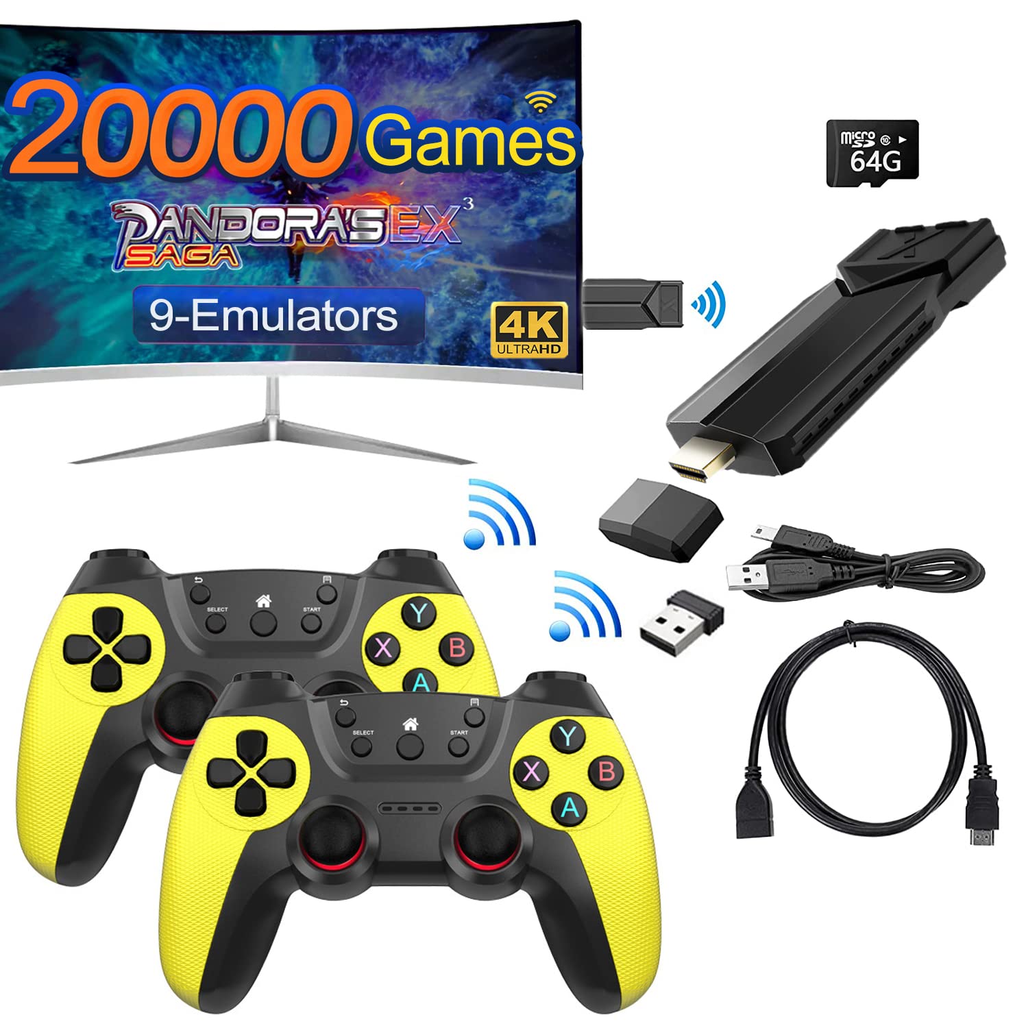 20000+ Games, Wireless Retro Game Console, Handheld Console, Plug And