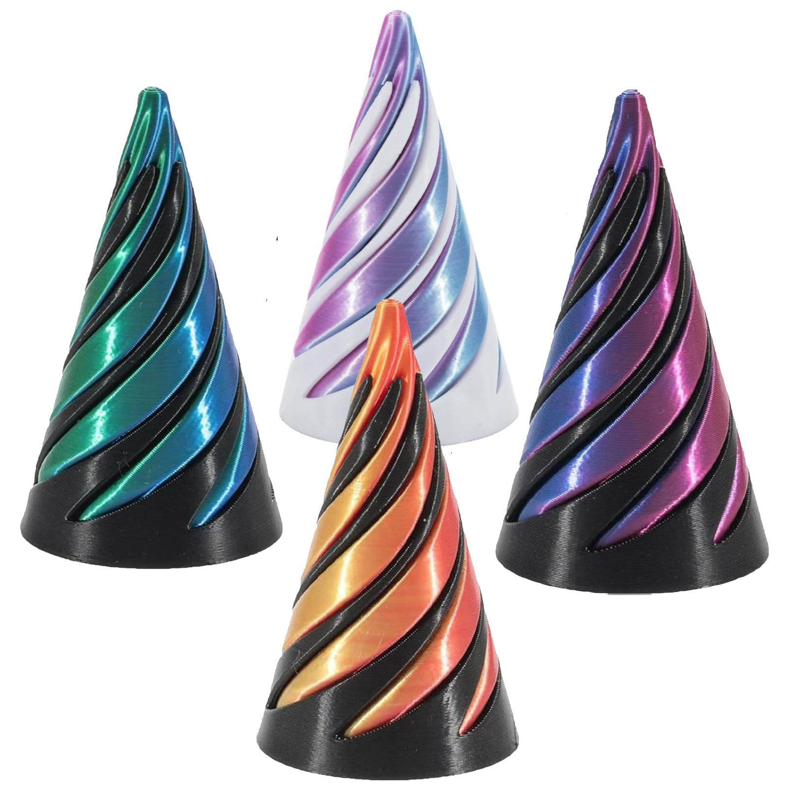 4 Pcs 6.4 cm Impossible Cone Fidget Toy, 3D Printed Fidgettoy for Stress Relief, Spiral Cone Fidget Toy for Adults and Kids, Fidgetcone Desk Decor for Home, Office and School