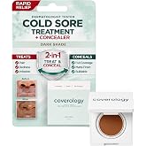 Coverology Cold Sore Treatment &amp; Cold Sore Concealer - The Best Full Coverage Cold Sore Cover Up Makeup to Help Disguise and Soothe - Dark