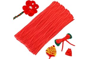 VEROAVE 100 Pieces Red Pipe Cleaners, Christmas Red Craft Pipe Cleaners, Pipe Cleaners Bulk, Art Pipe Cleaners for Creative Christmas Decoration