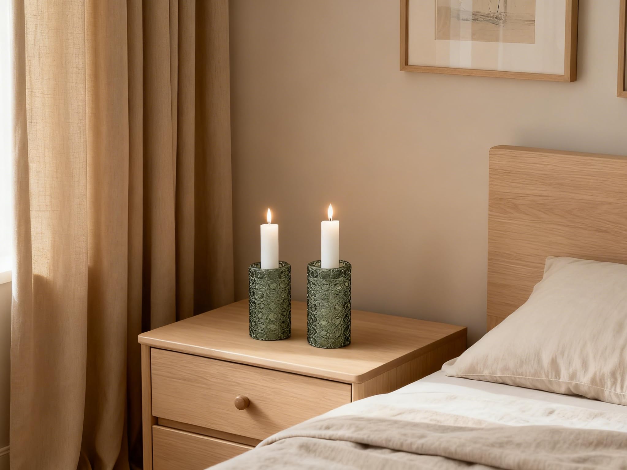 Green Glass Candle Holders Set, 6 Pack Clear Candlestick Holders 3 in 1 Crystal Candleholder Pillar Candle Stands, Tealight & Votive Candle Holder Home Decor Table Centerpieces Christmas Wedding