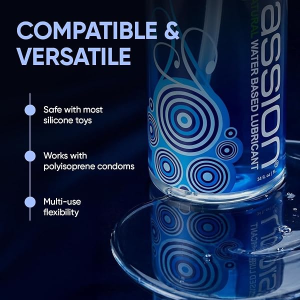 PASSION NATURAL WATER-BASED PERSONAL LUBRICANT, 34 FL OZ – PREMIUM, NON-STICKY, EASY-TO-CLEAN FORMULA FOR SMOOTH, COMFORTABLE USE