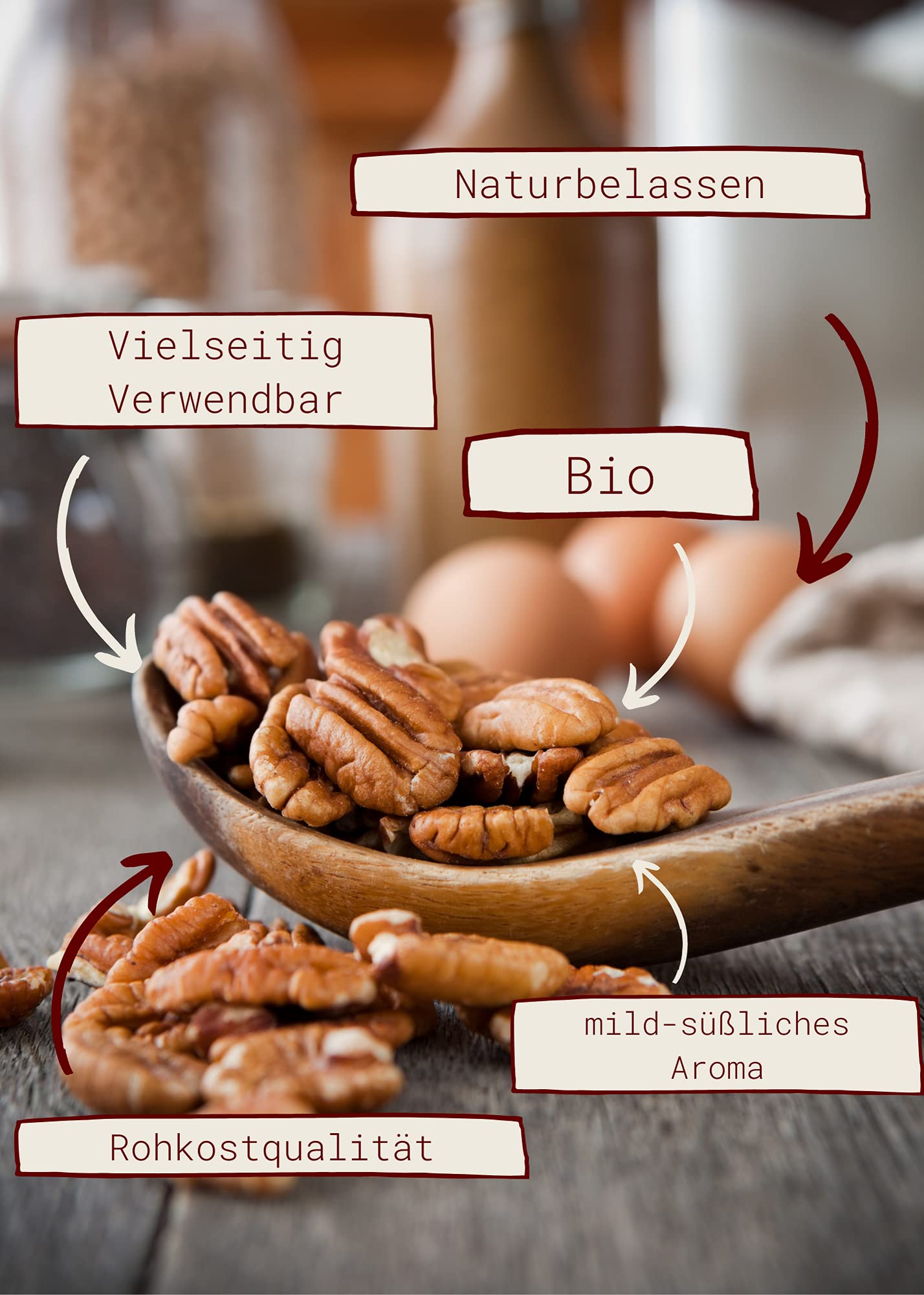 Kamelur Bio Pekannüsse - 1kg - Pecannüsse in Rohkostqualität ohne Zusätze 3