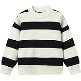 LittleSpring Girls Boys Striped Sweaters Loose Fit Long Sleeve Knit Pullover 4-12 Years