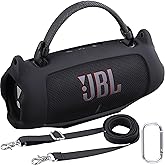 khanka for JBL Charge 6 Waterproof Portable Bluetooth Speaker Silicone Case,Soft Protective Sleeve Cover with Shoulder Strap for JBL Charge 6 Speaker (Black)