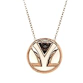 LE VIAN 3/4 Carat Triangle Brown Smoky Quartz Circle Pendant Necklace for Women I 14k Rose Gold Plated 925 Sterling Silver Logo Pendant for Her I 18 Inch Chain with Spring Ring Clasp