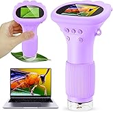 Kids Magnifying Glass, Portable Microscopes 2" HD Screen 1000X Zoom Handheld Bug Microscope Mini USB Microscope Camera Compat