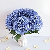 5Pcs Realistic Blue Hydrangea Artificial Flowers with Stems 21 Inch Lifelike Faux Hydrangeas Flower Large Hydrangea for Weddings Bouquets Table Centerpieces Home Decor Party