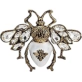 Knighthood Matte Golden Bee Brooch Pin with Enameled Crystal & Rhinestone Details - Fashion Lapel Pin for Men & Women