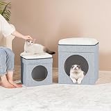 Bonlife Foldable Large Cat Bed Indoor Tent House 32x32x39cm White view 4