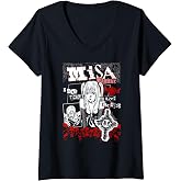 Womens Death Note Misa Amane Punk Zine Collage Anime V-Neck T-Shirt