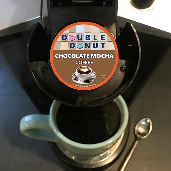 DOUBLE DONUT FLAVORED COFFEE PODS, CHOCOLATE MOCHA COFFEE, SINGLE SERVE MEDIUM ROAST COFFEE FOR KEURIG K CUPS BREWERS, 80 COUNT