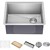 KRAUS Kore 23-Inch Undermount Workstation 16 Gauge Single Bowl Stainless Steel Kitchen Sink with Accessories, KWU111-23