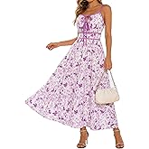 GRACE KARIN 2026 Women's Summer Maxi Dresses, Tie Front Floral Boho Dress, Spaghetti Strap Sundress with Pockets