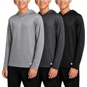 RBX Boys 3-Pack Lightweight Pullover Hoodies, Long Sleeve Sweatshirts, 4-20 | Moisture-Wicking Dry-Fit Fabric, Lightweight, Q