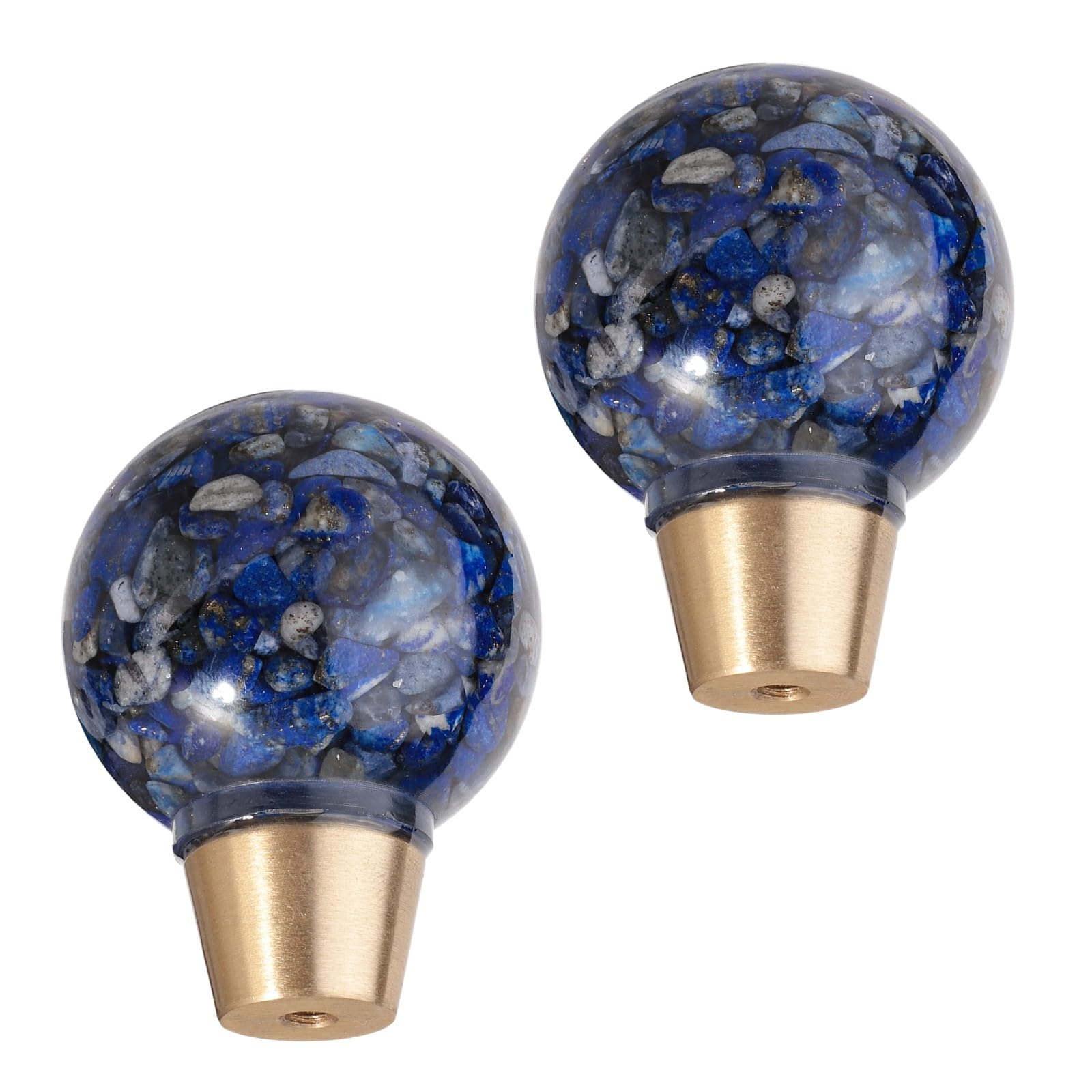 mookaitedecor Set of 2 Natural Lapis Lazuli Crystal Ball Drawer Knobs with Screws, Resin Round Ball Sphere Blue Healing Stone Knobs Handles Pulls for Cabinets Cupboard Kitchen Door Wardrobe Dresser