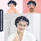 SARG Premium Double Layer Shower Cap with Flower Design - Reusable Waterproof view 5