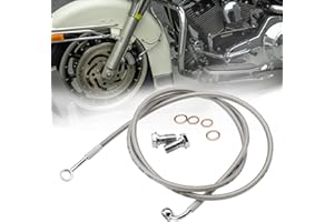 SHYYGL TIGERSGATE Touring Brake Line 16"" Ape Hanger Extended Front Brake Cable Stainless Steel Braided for 1997-2013 Electra Glide/Street Glide/Road Glide/Road King Non-ABS Models, Chrome