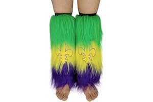 FHQHTH Fuzzy Faux Fur Leg Warmers Fur Heels Long Boots Cuff Cover has Elasticity One Pair Dionysia Boot cover Carnival 18"