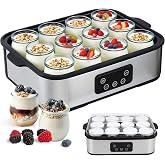 Automatic Yogurt Maker 12 180ml Jars Digital Yogurt Maker Machine Adjustable Temperature 48H Time Control for Fresh Homemade Yogurt Dessert, Led Display Multi-Function 2160ml Electric Yogurt Machine