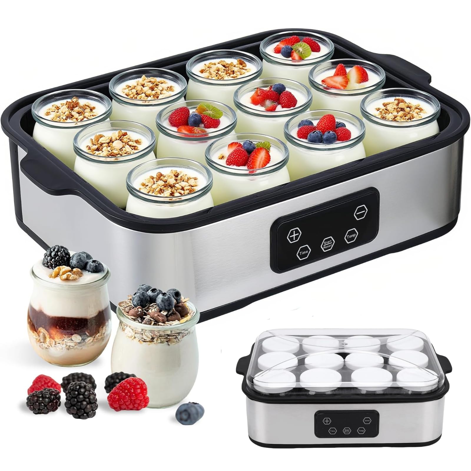 Photo 1 of ***STOCK PHOTO FOR REFERENCE ONLY*** Automatic Yogurt Maker, Digital Yogurt Maker Machine with 12 Jars 2160ml Adjustable Temperature 48H Time Control for Fresh Homemade Yogurt Dessert, Led Display Multi-Function Electric Yogurt Machine