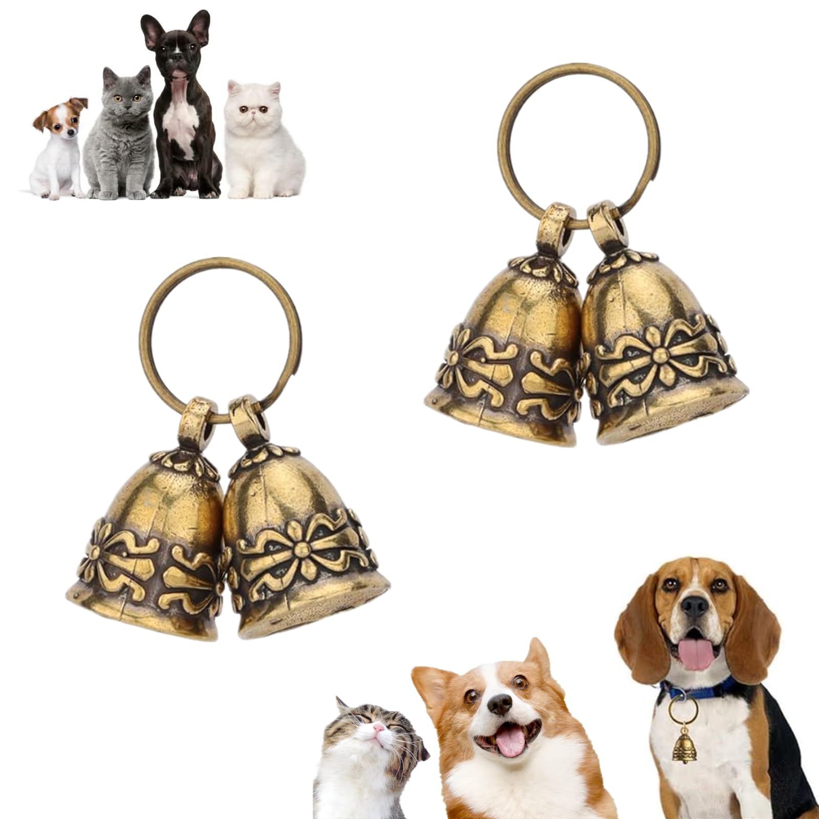 GHYJHS 2 PCS Copper Bells Professional Small Bells Cat Bells Anti-Lost Dog Collar Bells for Small Pet