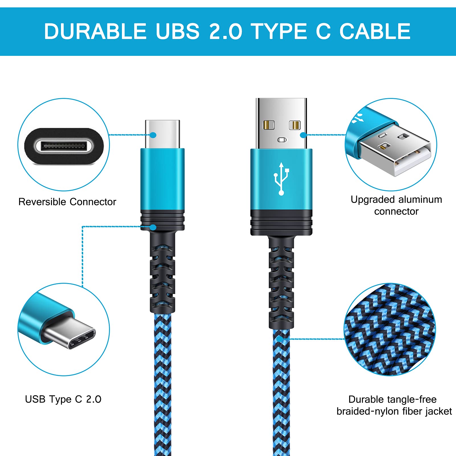 S23 USB Type C Cable Fast Charging Android Phone C Charger Cord [3 Pack,6ft] for Samsung Galaxy S23 Ultra/S23+/S22/S21/S20,Z Flip7 4,S24/S24 Ultra/S25 Ultra/S25,Power Car Cable for Moto,Google Pixel 9