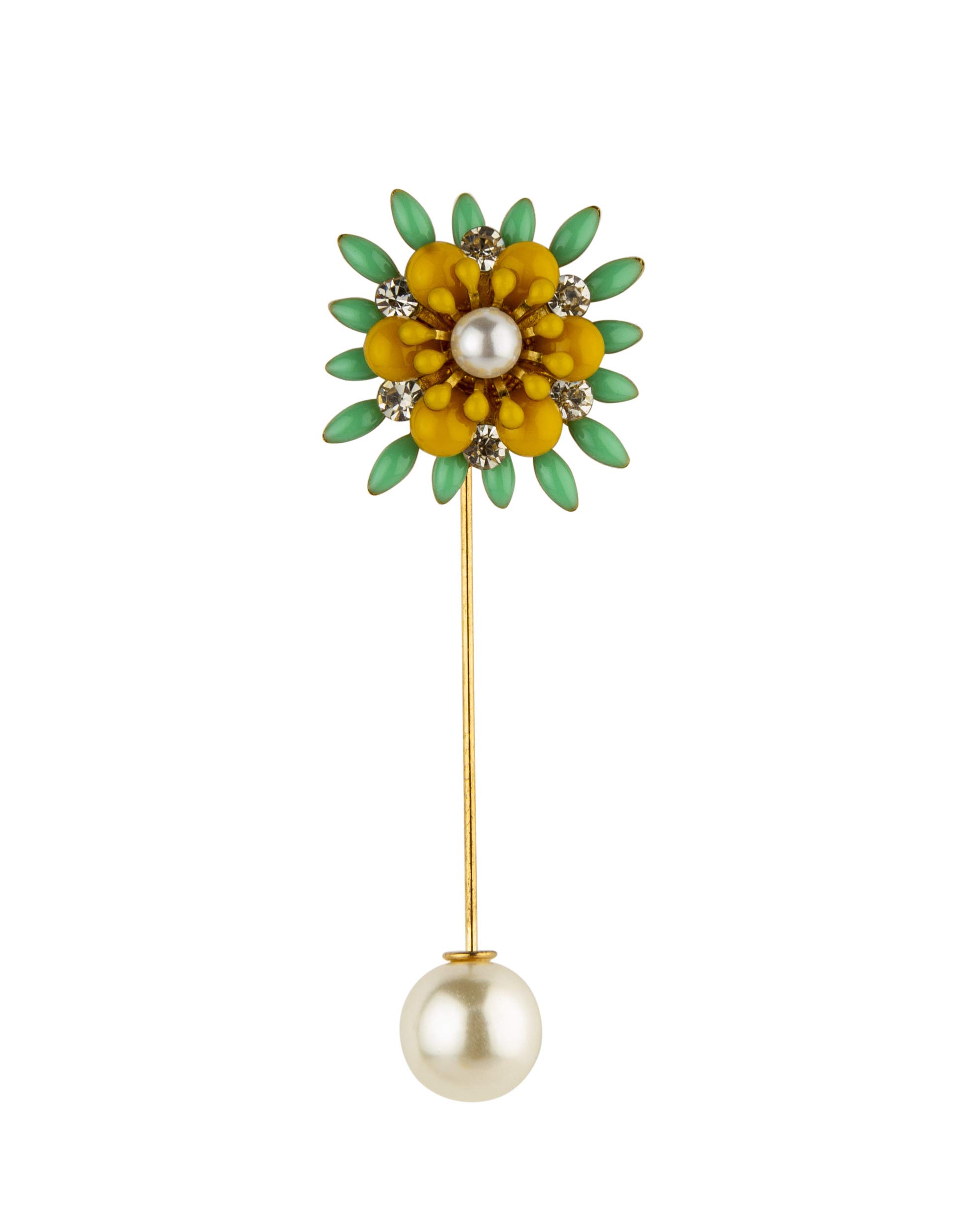 Brooch Lapel Pin for Men Flower with Pearl and Stone Detailing Lapel Pin Badge Coat Suit Wedding Gift Party Shirt Collar Accessories