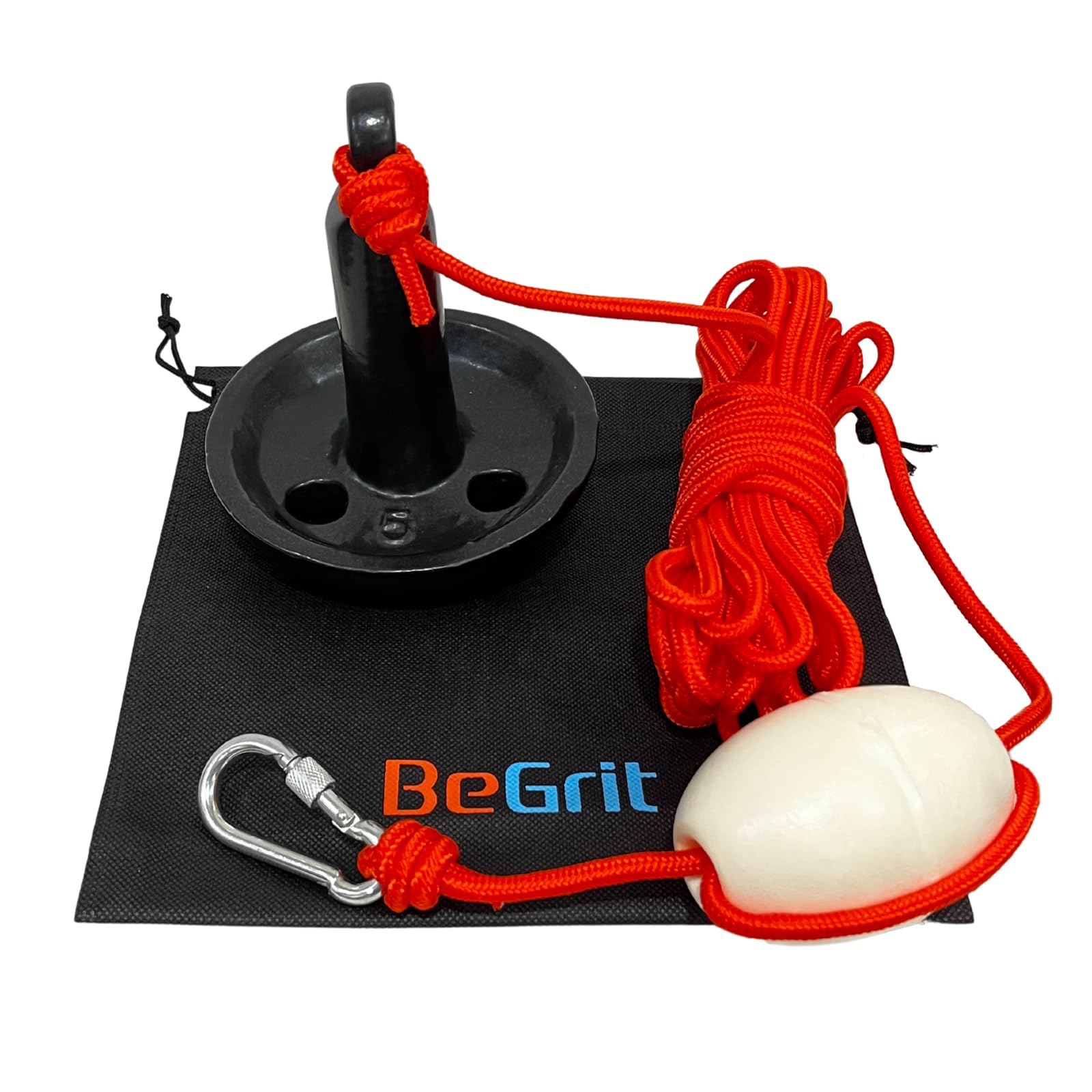 BeGrit 5lb Kayak Anchor Mushroom Anchor Kit Carbon Steel Boat Anchor Coated PE with Tow Rope Buoy Ball Storage Bag for Small Boat Soft Muddy Seabeds