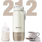 Portable Bottle Warmer for Travel, 18.6 Oz Portable Milk Warmer, 98-212℉ Adjustable, Baby Bottle Warmer On The Go with 12000mAh Battery, Fast Heating Water Warmer with Keep Warm & Sterilization