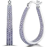 925 Sterling Silver Post Hoop Earrings for Women Gilrs Multcolors Cubic Zirconia 14K Gold Plated Oval Chunky Silver Gold Hoop Earrings weinuo Jewelry