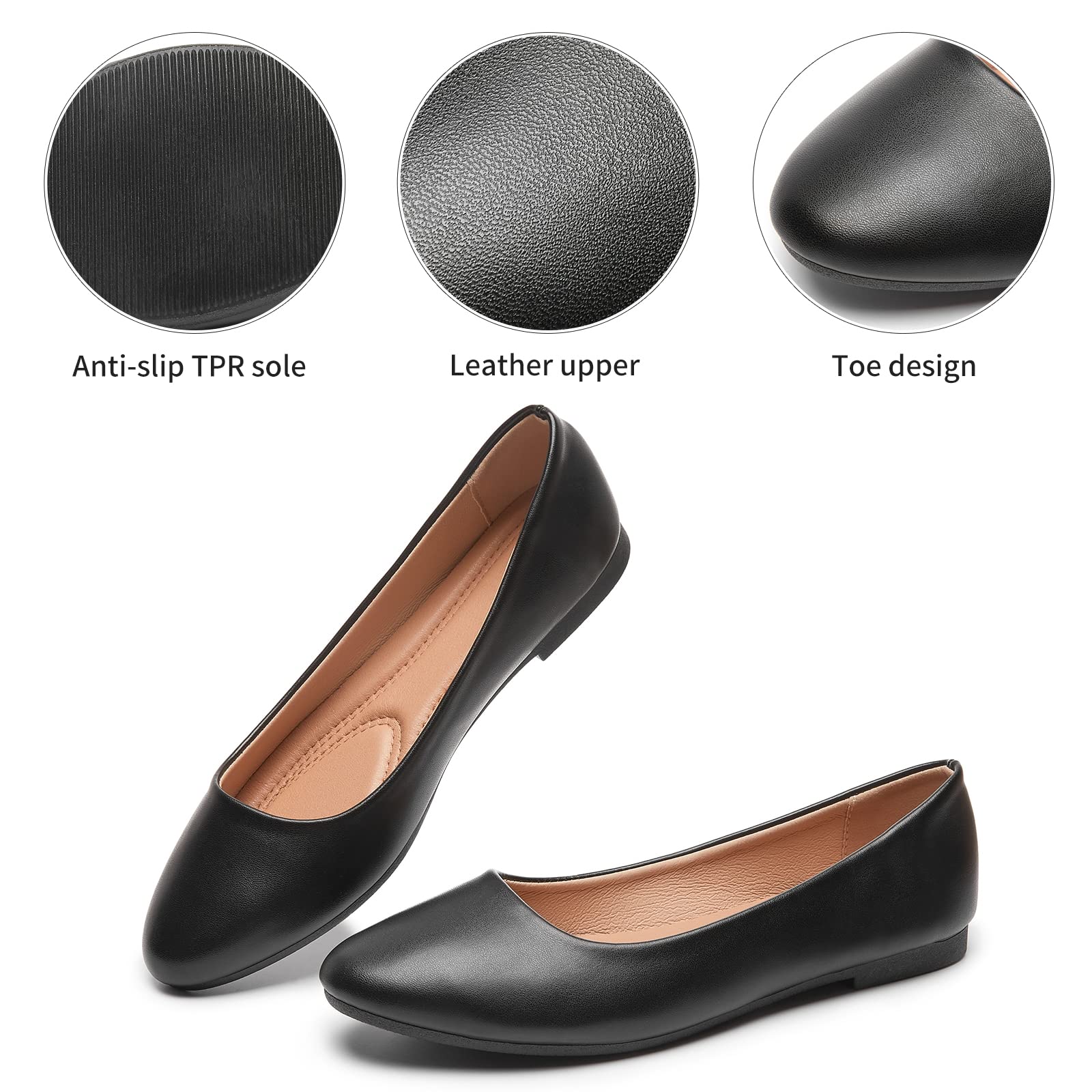 Hash Bubbie Women's Flats Shoes Ballet Flats Dress Shoes Comfortable PU Leather Slip on Shoes for Women