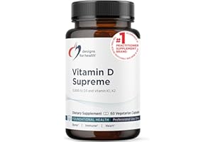 Designs for Health Vitamin D Supreme - Vitamin D 5000 IU with 2000mcg Vitamin K as MK4 for Bone Health, Heart Health, Mood & Immune Support - Vitamin D3 Enhanced with GG Supplement (60 Capsules)