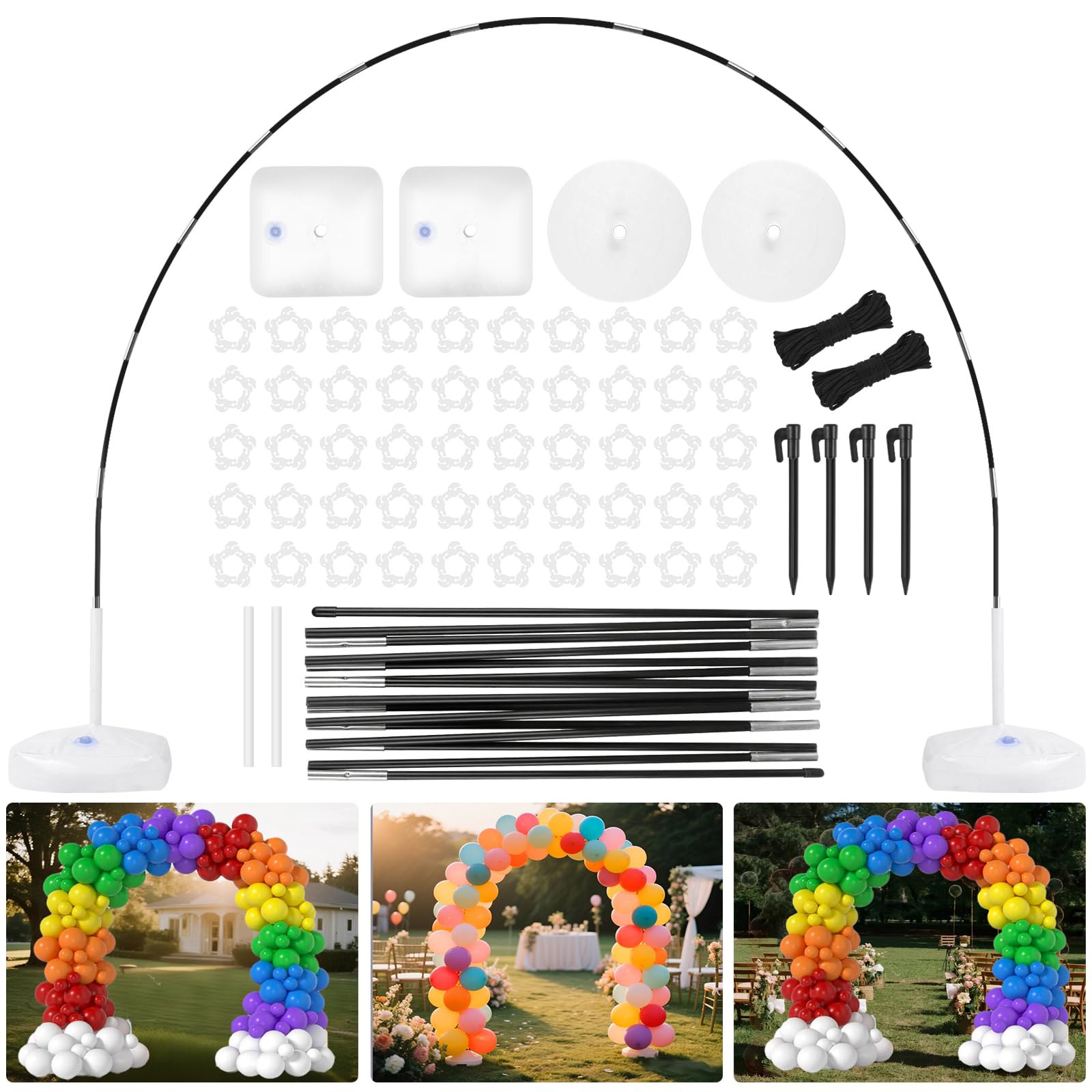 Photo 1 of Balloon Arch Kit Stand Foldable storage, 9FT Height & 10FT Width Adjustable Balloon Arch Frame, for Weddings, Baby Showers, Birthdays, Graduation, Backdrop for Parties