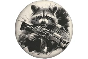 RUAYSNI Funny Raccoon Spare Tire Cover Raccoon Holding A Gun Wheel Protector for Truck SUV Trailer Camping RV Universal Tire Covers 14 Inch