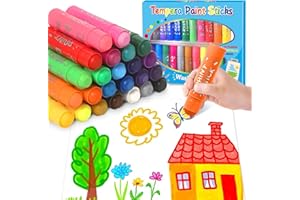Jumlys 24 Colors Large Tempera Paint Sticks, Washable Paint Sticks for Toddlers, Ideal Kids Art and Craft Supplies for Painting and Coloring, Suitable for Paper, Canvas and Stone
