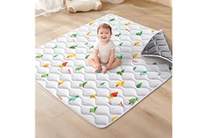 VIVIDVIBEBEARPAS Odorless Premium Foam Baby Play Mat, Soft Microfiber Fabric Crawling Mat for Floor- Comfortable and Hypoallergenic, Non-Slip Cushioned Floor Playpen mat for Infants,Babies,Toddlers
