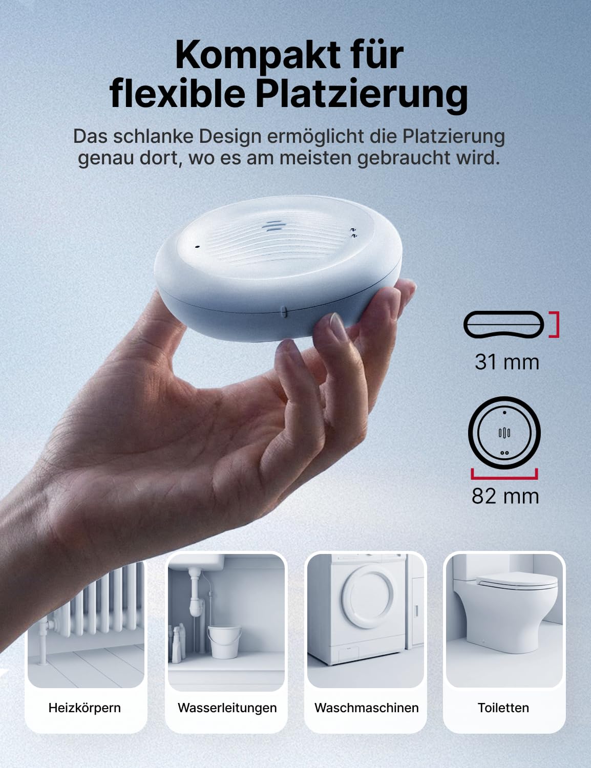 X-Sense 2-in-1 WLAN-Wassermelder mit Frostwarnung, Tieftemperatur-Melder, Smarter Sensor mit App-Benachrichtigungen, für Küche, Bad und Keller, kompatibel mit der X-SENSE Home Security App, SWS0B 9