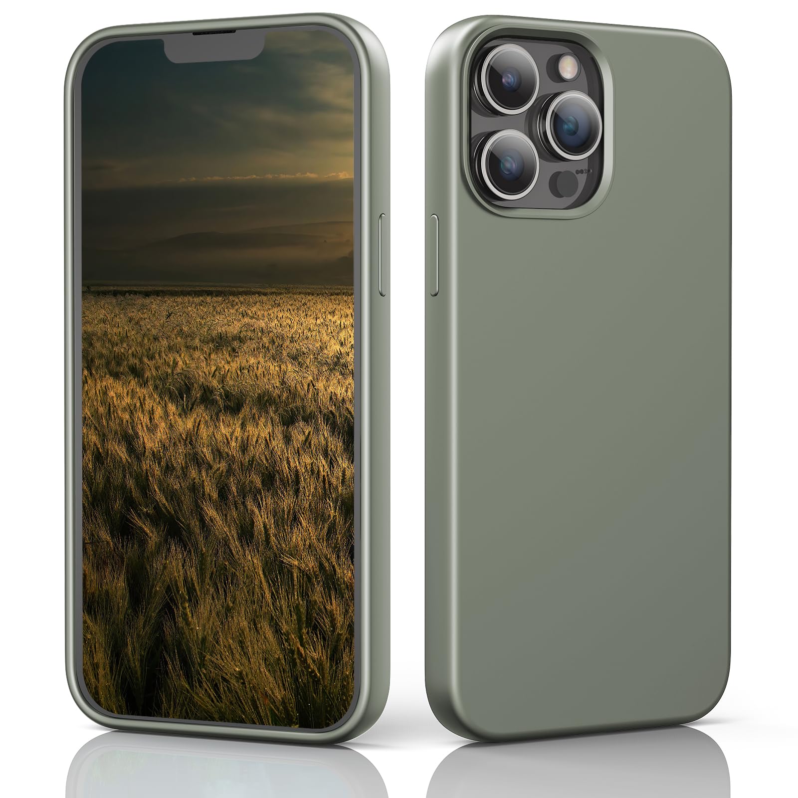 TIIXXE Silicone Case Compatible with iPhone 13 Pro Max case Soft Ultra Slim Protective Shockproof Liquid Silicone Phone Case,Anti-Scratch Microfiber Lining, 6.7" Copper Green