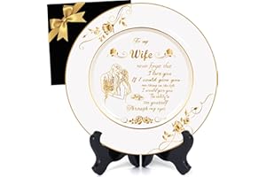 SHUNNIUB Romantic Gifts for Wife Christmas Unique, Wife Decorative Plate with 24k Gold Foil, Unique Aniversary Birthday Gifts for Wife.